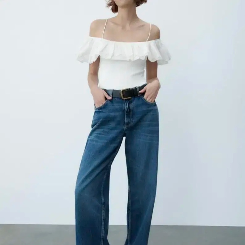 ZARA White Embroidered Ruffle Bodysuit - Picture 3 of 8